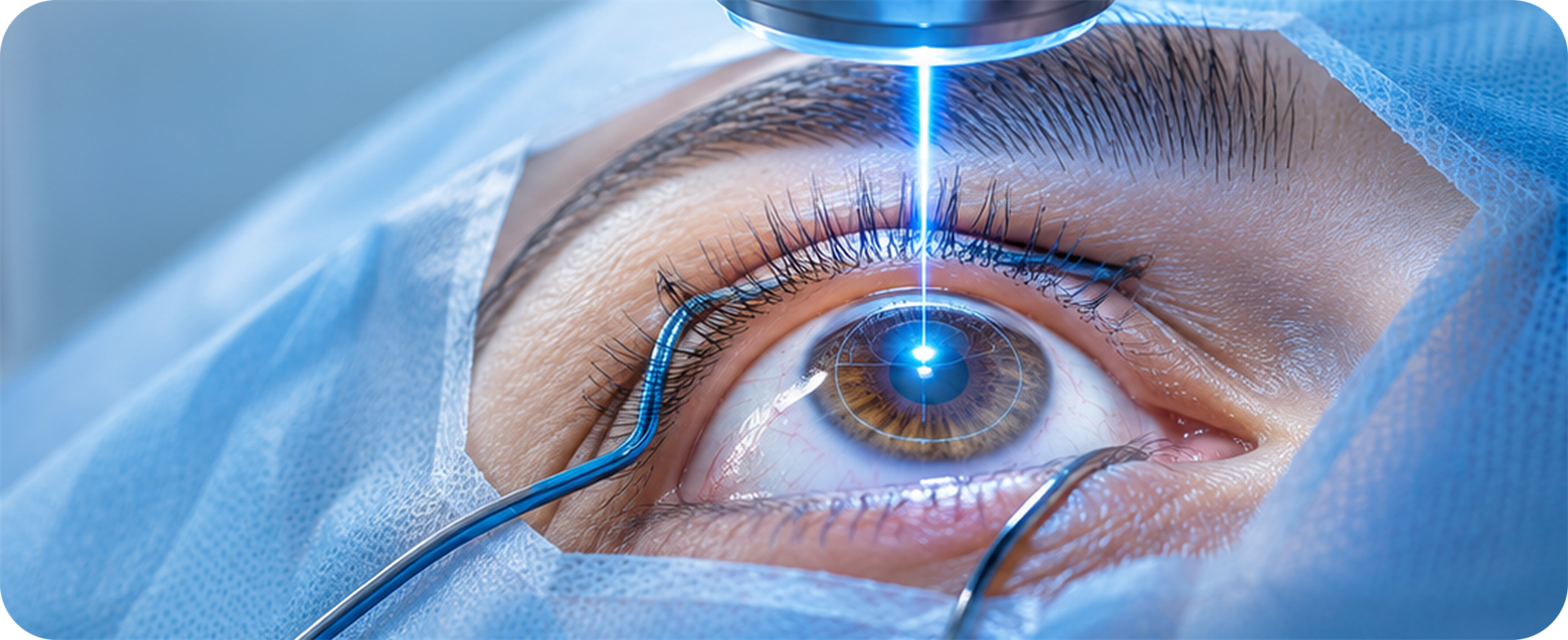 Close-up LASIK precision laser procedure